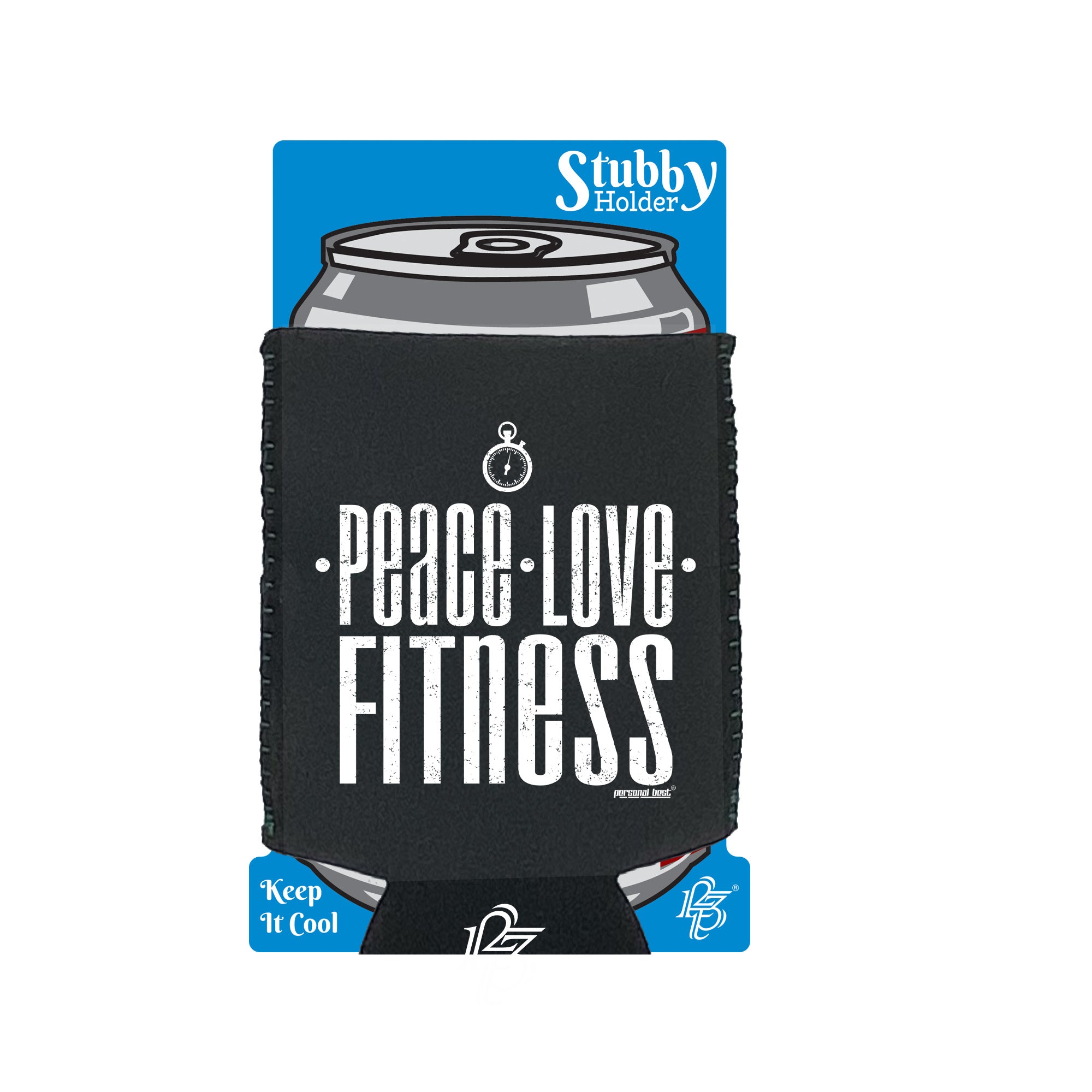 Pb Peace Love Fitness - Funny Stubby Holder With Base