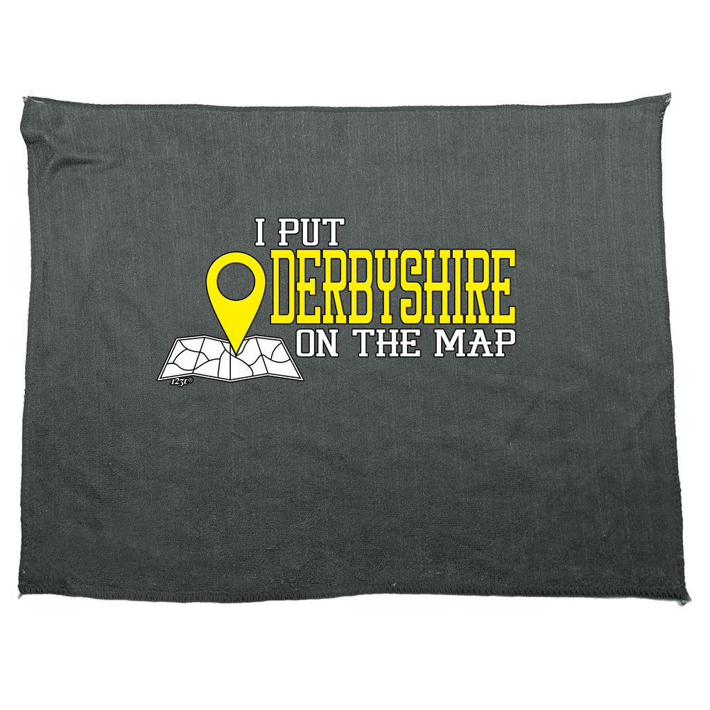 Put On The Map Derbyshire - Funny Novelty Gym Sports Microfiber Towel
