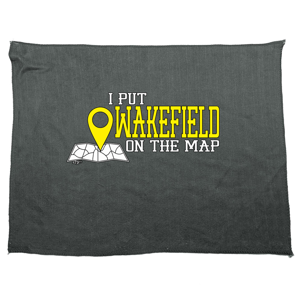 Put On The Map Wakefield - Funny Novelty Gym Sports Microfiber Towel