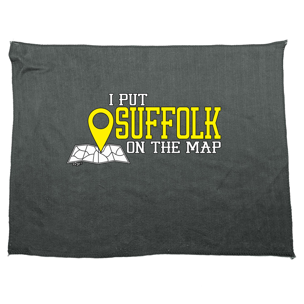 Put On The Map Suffolk - Funny Novelty Gym Sports Microfiber Towel
