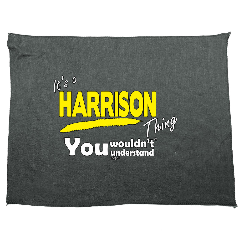 Harrison V1 Surname Thing - Funny Novelty Gym Sports Microfiber Towel