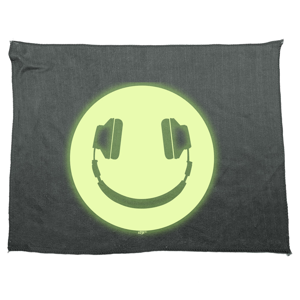 Headphone Smile Glow In The Dark - Funny Novelty Gym Sports Microfiber Towel
