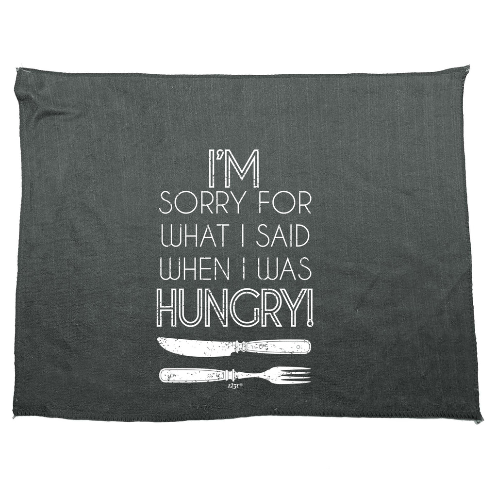 Im Sorry For What Said When Hungry Fork Knife - Funny Novelty Gym Sports Microfiber Towel