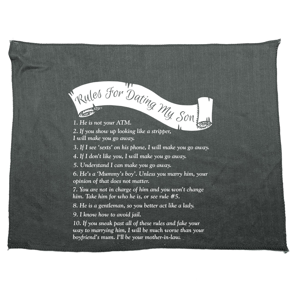 Rules For Dating My Son - Funny Novelty Gym Sports Microfiber Towel