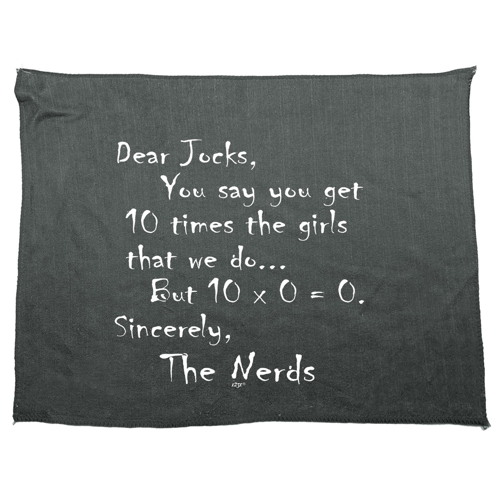 Dear Jocks Nerd College - Funny Novelty Gym Sports Microfiber Towel