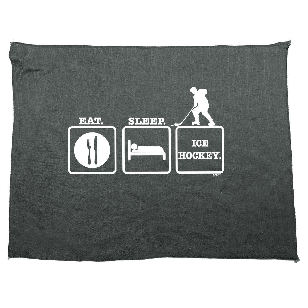 Eat Sleep Ice Hockey - Funny Novelty Gym Sports Microfiber Towel