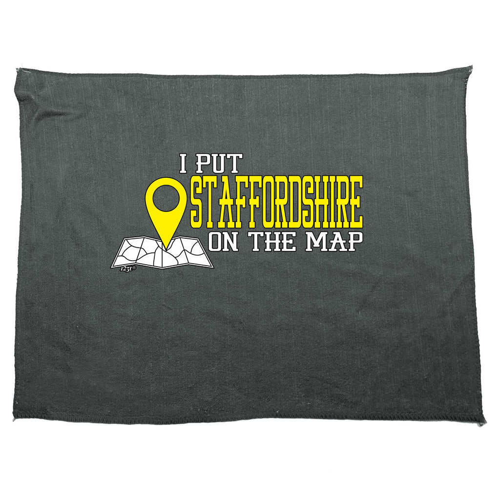 Put On The Map Staffordshire - Funny Novelty Gym Sports Microfiber Towel