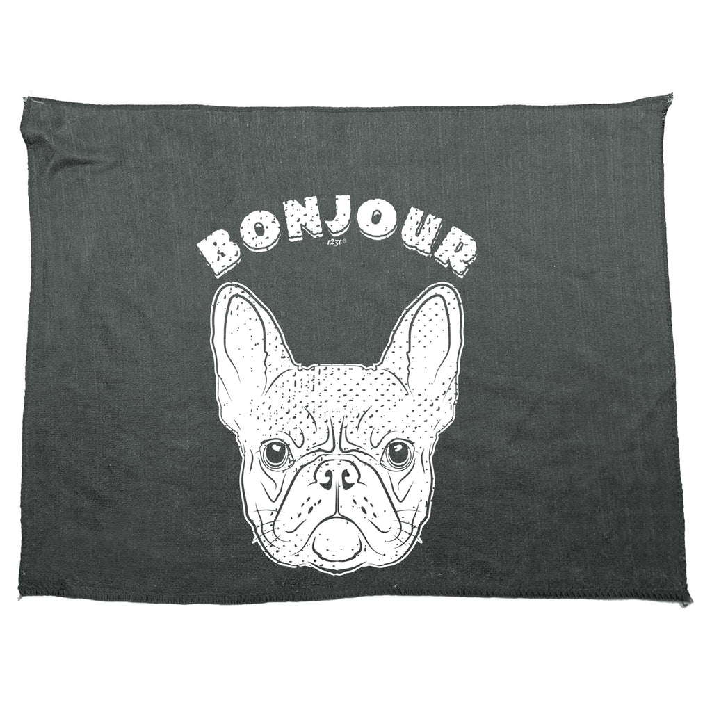 Bonjour Bulldog Face - Funny Novelty Gym Sports Microfiber Towel
