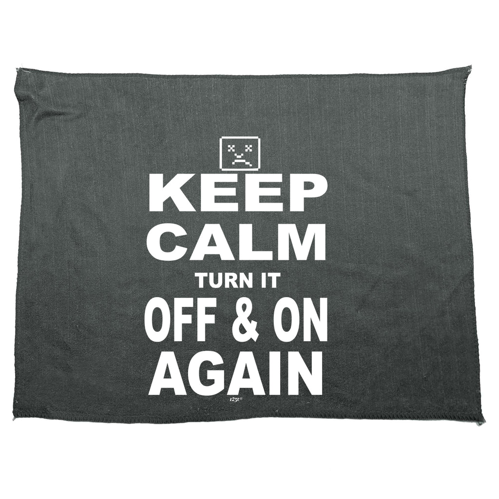Keep Calm Turn It Off And On Again - Funny Novelty Gym Sports Microfiber Towel