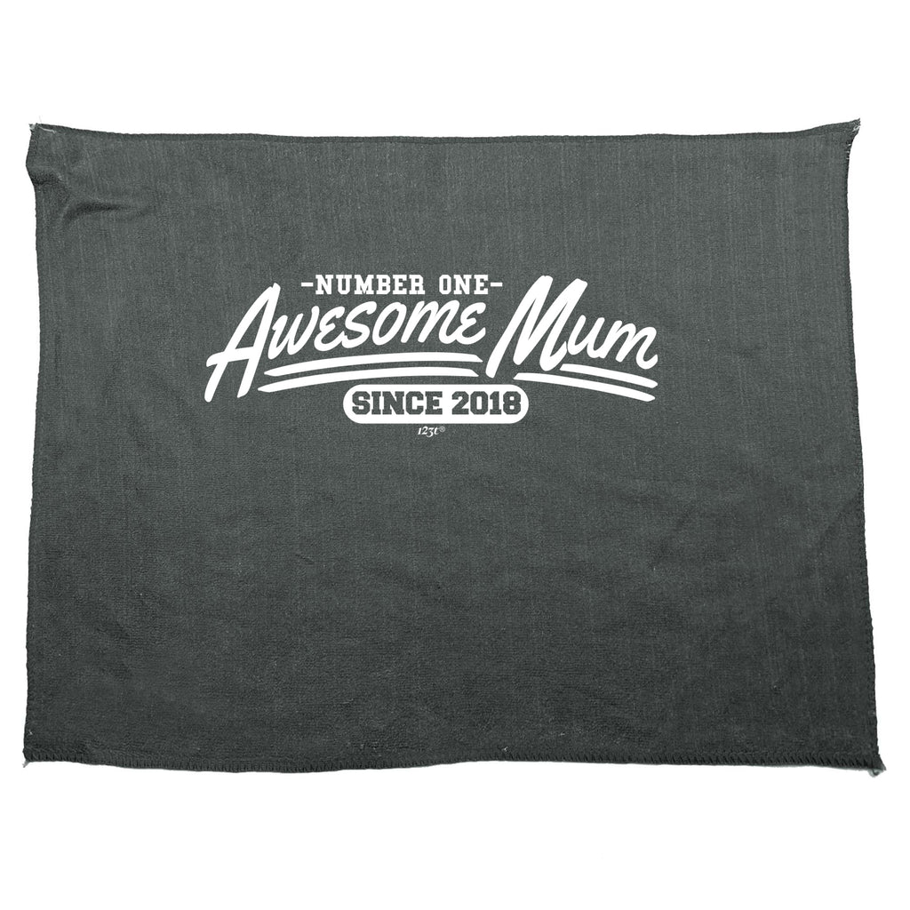 Awesome Mum Since 2018 - Funny Novelty Gym Sports Microfiber Towel