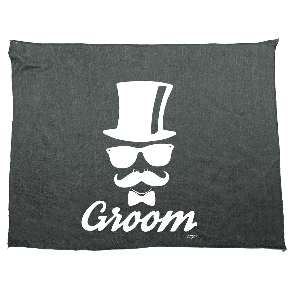 Groom Glasses Moustache Married - Funny Novelty Gym Sports Microfiber Towel
