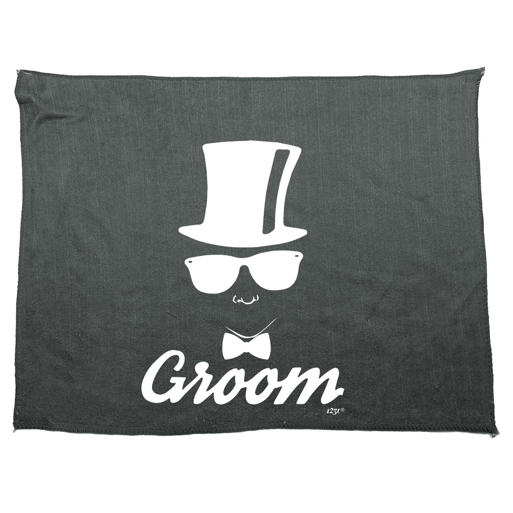 Groom Glasses Top Hat Married - Funny Novelty Gym Sports Microfiber Towel