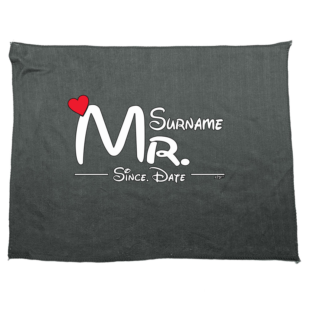 Surname Heart Mr Since - Funny Novelty Gym Sports Microfiber Towel