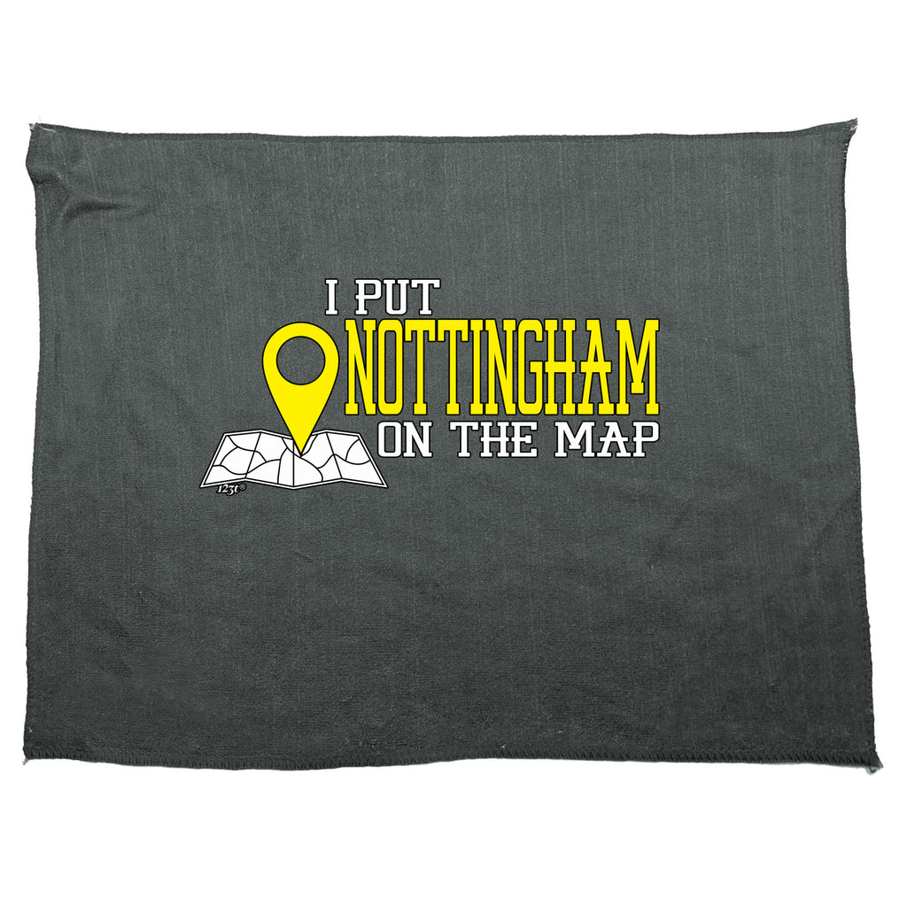 Put On The Map Nottingham - Funny Novelty Gym Sports Microfiber Towel