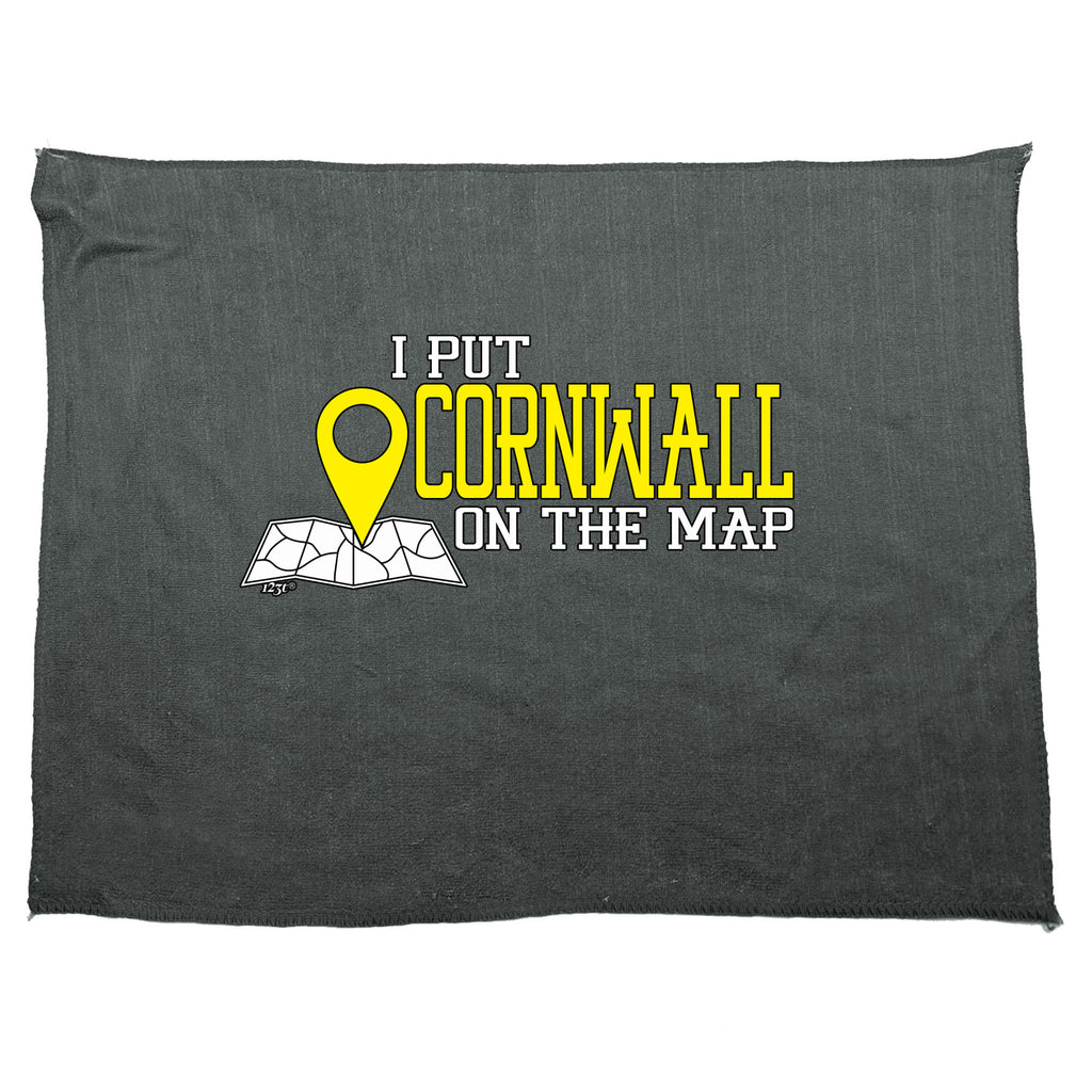 Put On The Map Cornwall - Funny Novelty Gym Sports Microfiber Towel