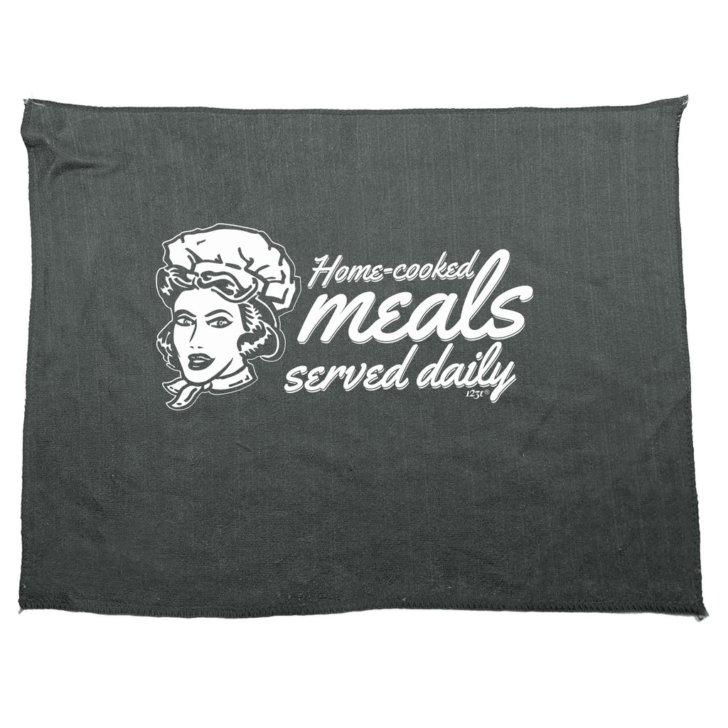 Home Cooked Meals Served Daily - Funny Novelty Gym Sports Microfiber Towel