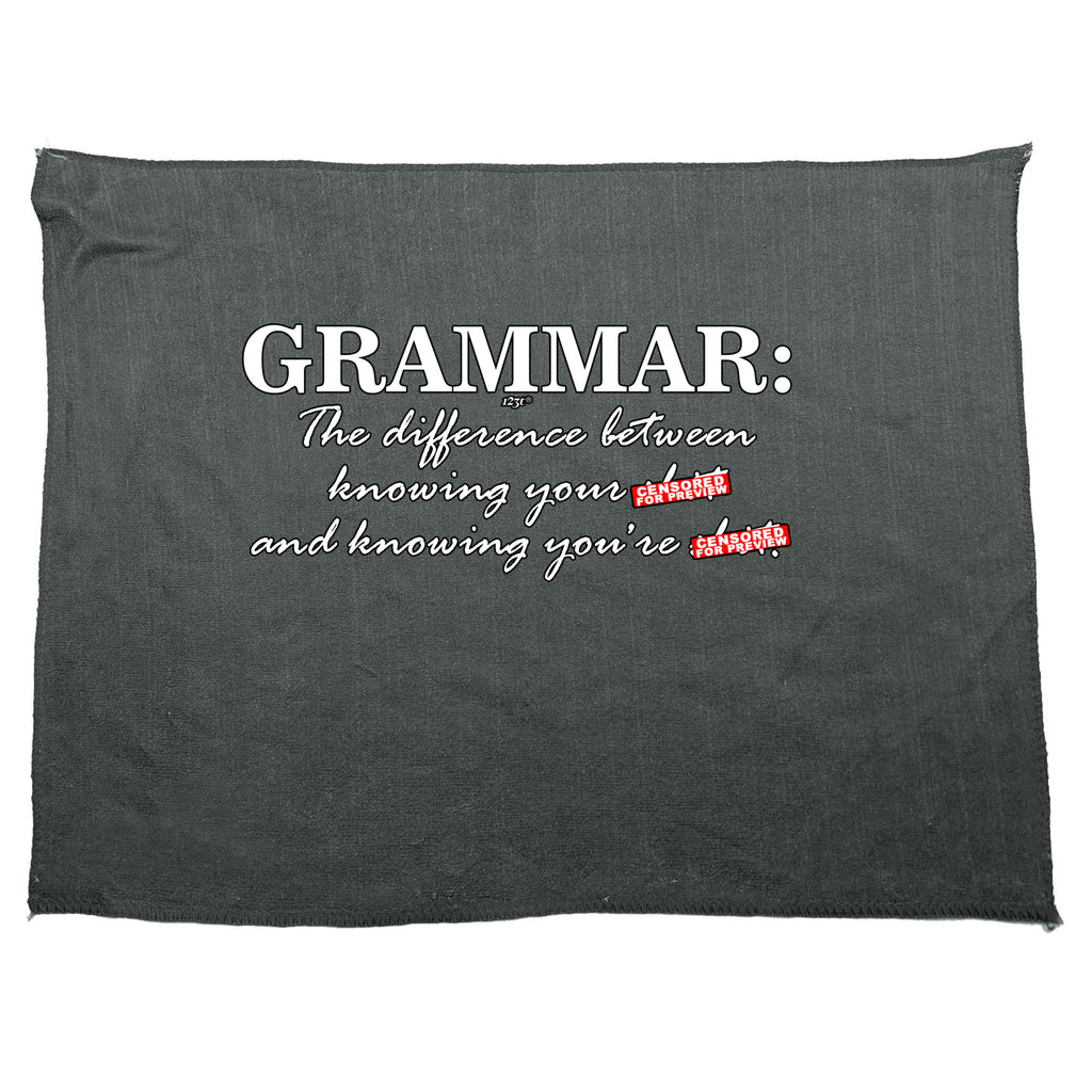 Grammer The Difference Between Knowing - Funny Novelty Gym Sports Microfiber Towel