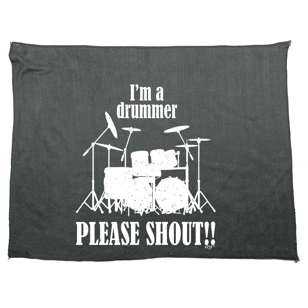 Im A Drummer Please Shout Music Drums - Funny Novelty Gym Sports Microfiber Towel