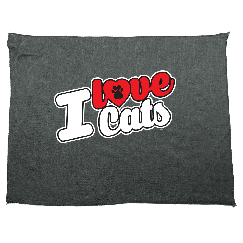 Love Cats Stencil - Funny Novelty Gym Sports Microfiber Towel