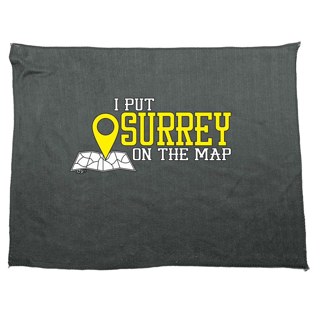 Put On The Map Surrey - Funny Novelty Gym Sports Microfiber Towel