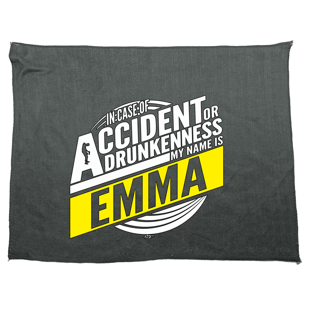 In Case Of Accident Or Drunkenness Emma - Funny Novelty Gym Sports Microfiber Towel