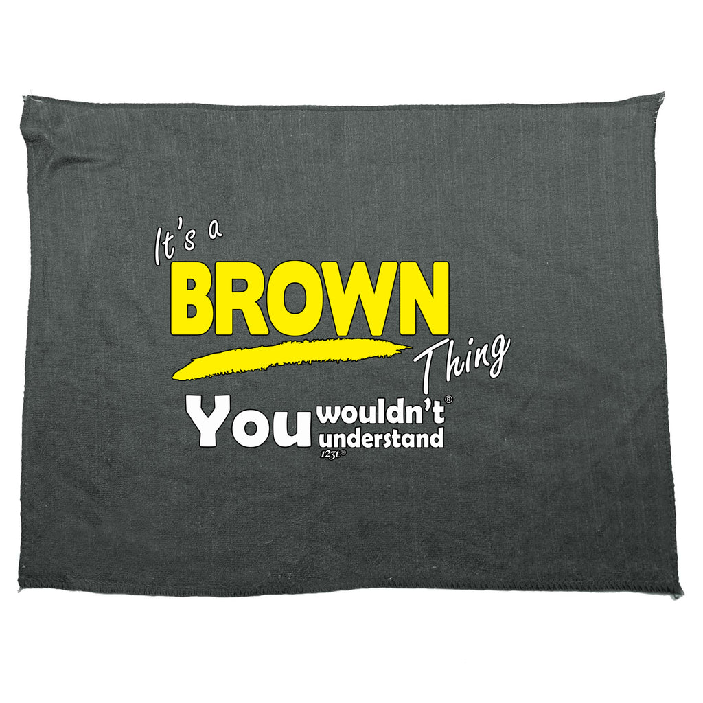 Brown V1 Surname Thing - Funny Novelty Gym Sports Microfiber Towel