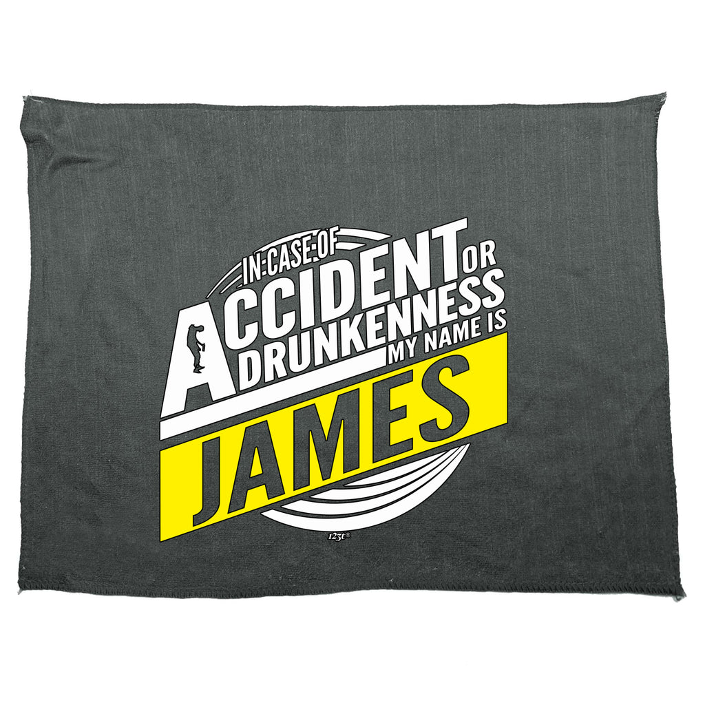 In Case Of Accident Or Drunkenness James - Funny Novelty Gym Sports Microfiber Towel