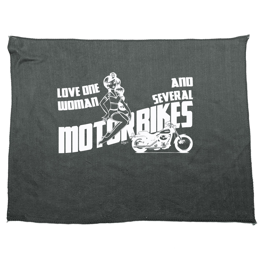 Love One Woman And Several Motorbikes White - Funny Novelty Gym Sports Microfiber Towel