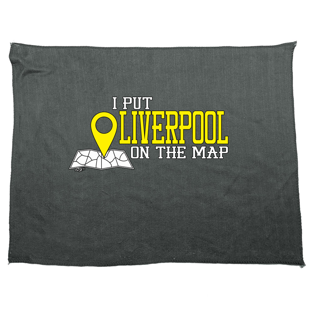 Put On The Map Liverpool - Funny Novelty Gym Sports Microfiber Towel