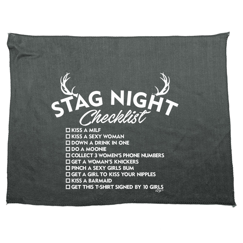 Stag Night Checklist Tshirt - Funny Novelty Gym Sports Microfiber Towel