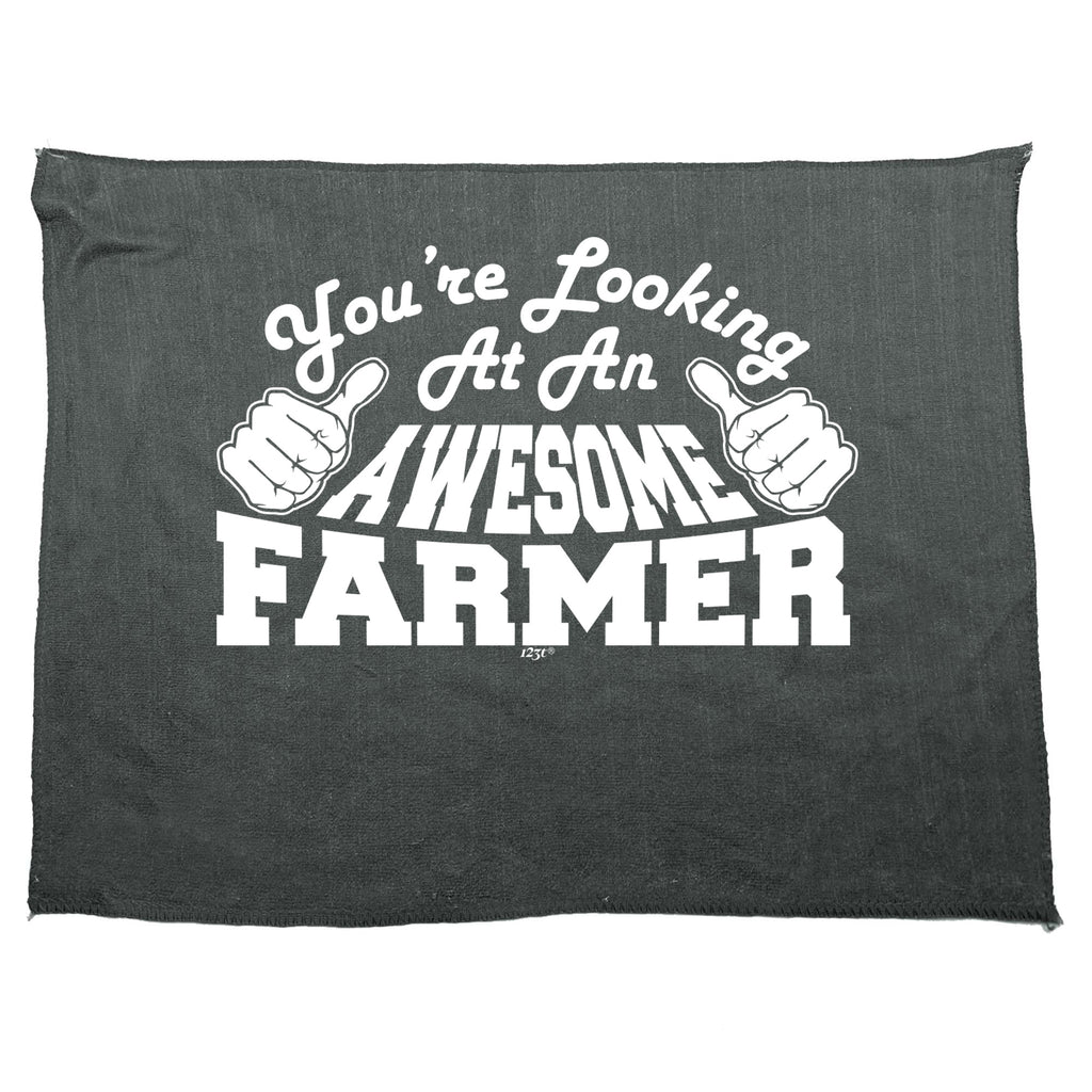 Youre Looking At An Awesome Farmer - Funny Novelty Gym Sports Microfiber Towel