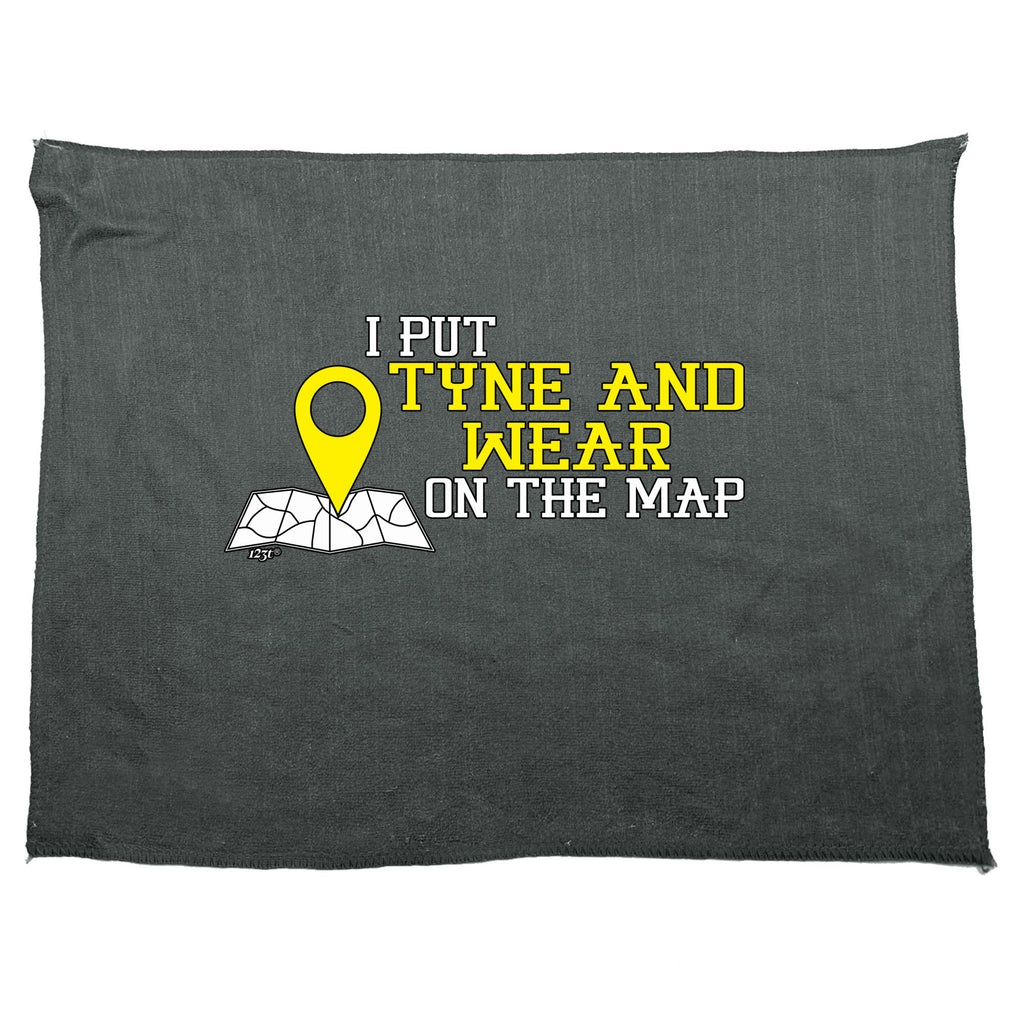 Put On The Map Tyne Wear - Funny Novelty Gym Sports Microfiber Towel