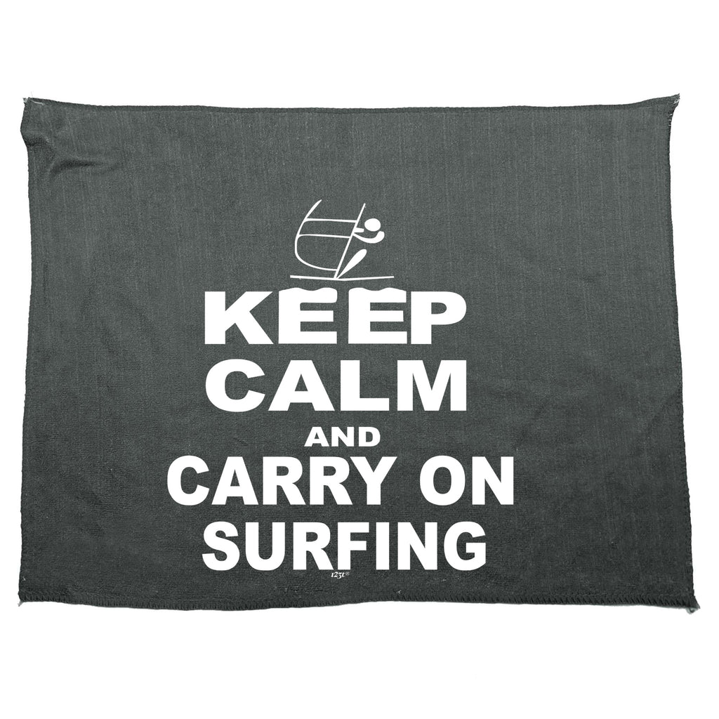Keep Calm And Carry On Surfing - Funny Novelty Gym Sports Microfiber Towel