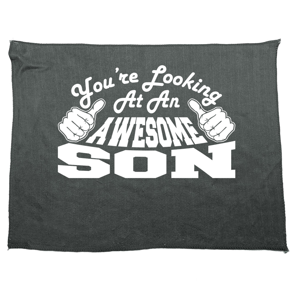 Youre Looking At An Awesome Son - Funny Novelty Gym Sports Microfiber Towel