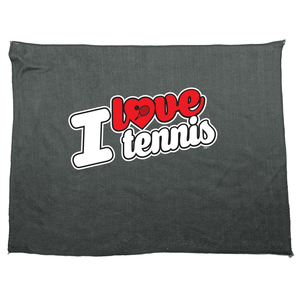 Love Tennis Stencil - Funny Novelty Gym Sports Microfiber Towel