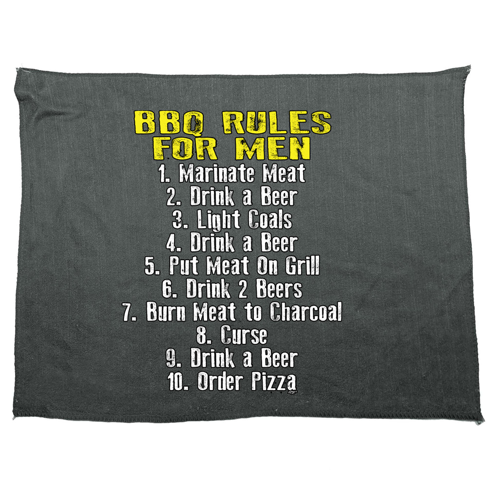 Bbq Barbeque Rules For Men - Funny Novelty Gym Sports Microfiber Towel