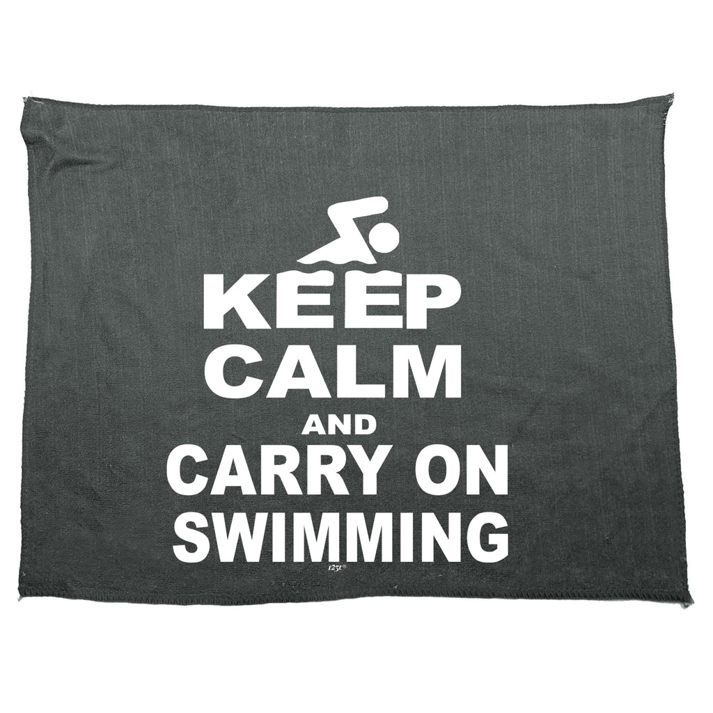 Keep Calm And Carry On Swimming - Funny Novelty Gym Sports Microfiber Towel