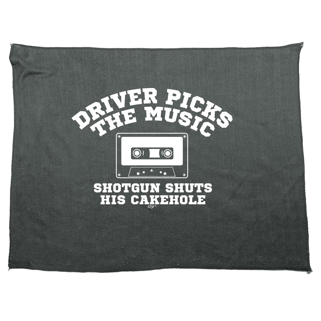 Driver Picks The Music Shotgun - Funny Novelty Gym Sports Microfiber Towel