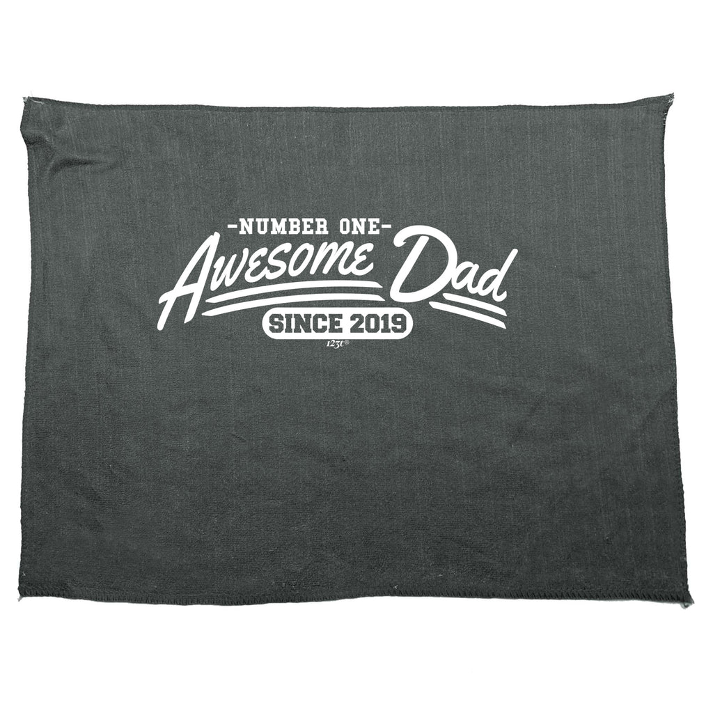 Awesome Dad Since 2019 - Funny Novelty Gym Sports Microfiber Towel