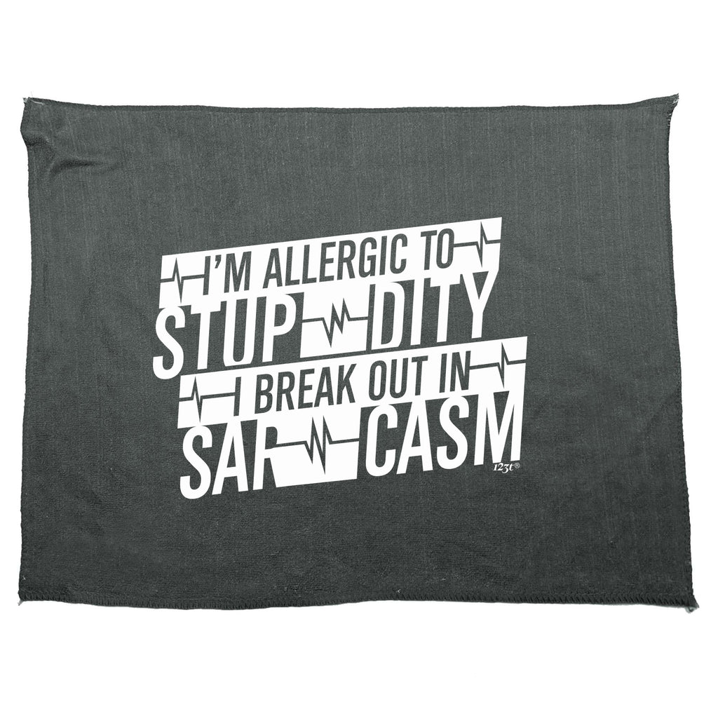 Im Allergic To Stupidity Break Out - Funny Novelty Gym Sports Microfiber Towel