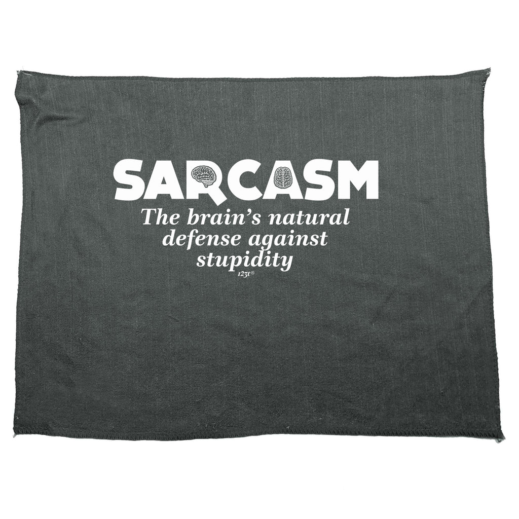 Sarcasm The Brains Natural Defense Against Stupidity - Funny Novelty Gym Sports Microfiber Towel