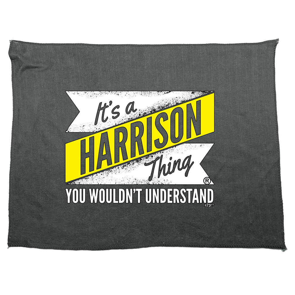 Harrison V2 Surname Thing - Funny Novelty Gym Sports Microfiber Towel