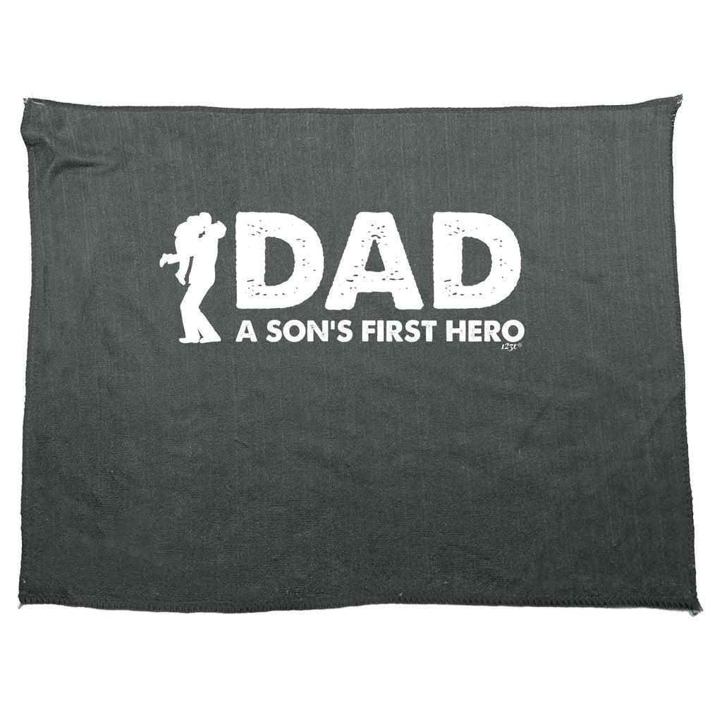 Dad A Sons First Hero - Funny Novelty Gym Sports Microfiber Towel