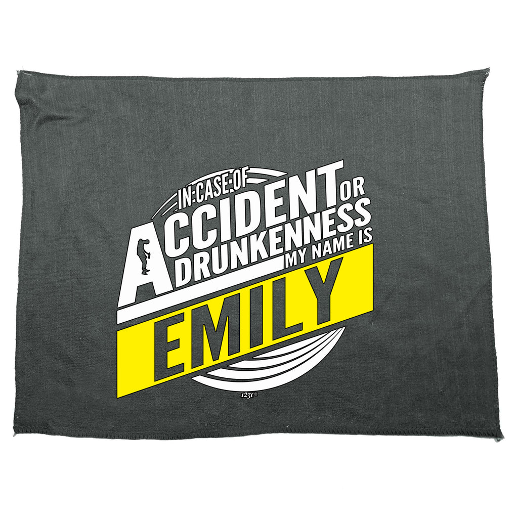 In Case Of Accident Or Drunkenness Emily - Funny Novelty Gym Sports Microfiber Towel
