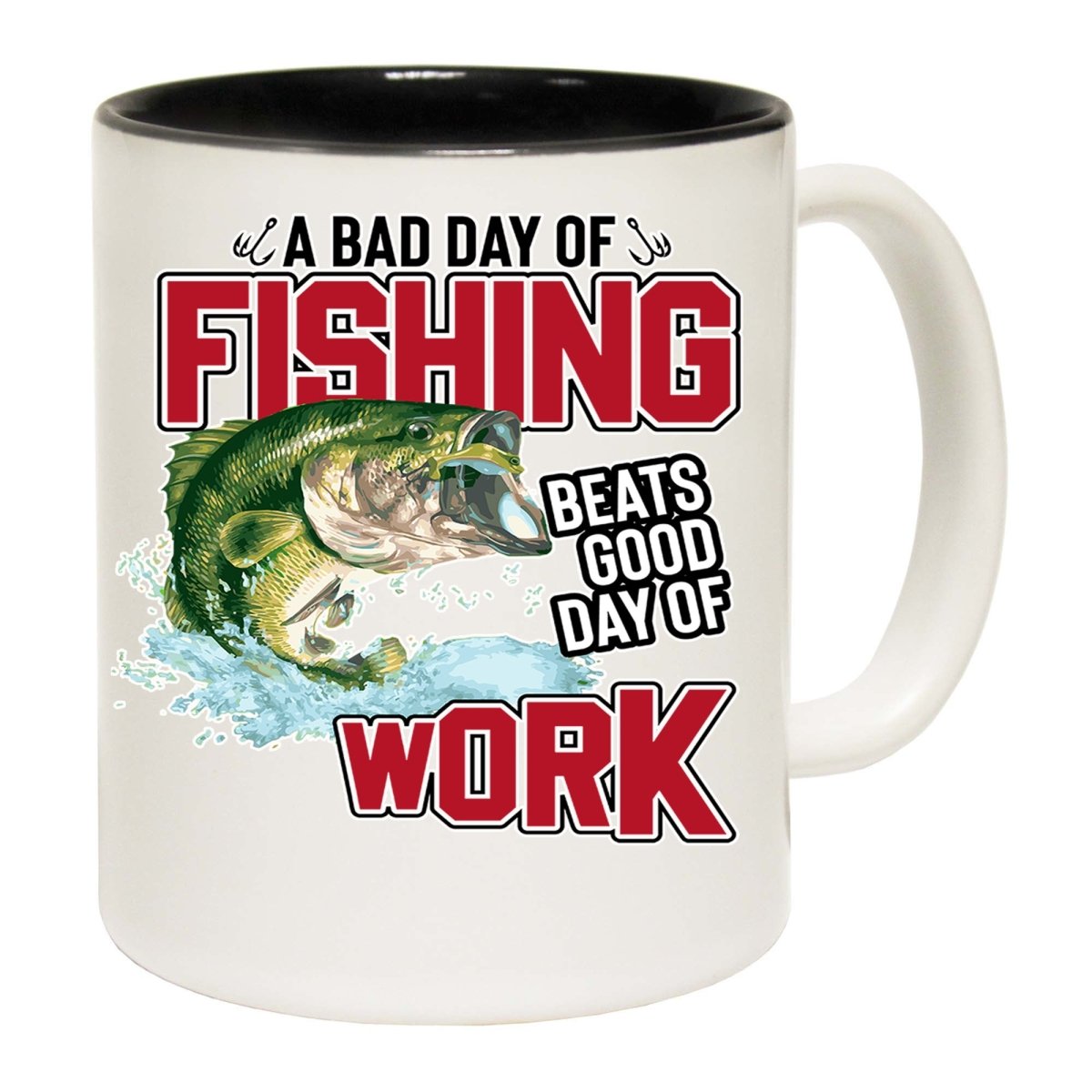 A Bad Day Fishing Beats Good Day At Work Angling Fish Mug Cup - 123t Australia | Funny T-Shirts Mugs Novelty Gifts