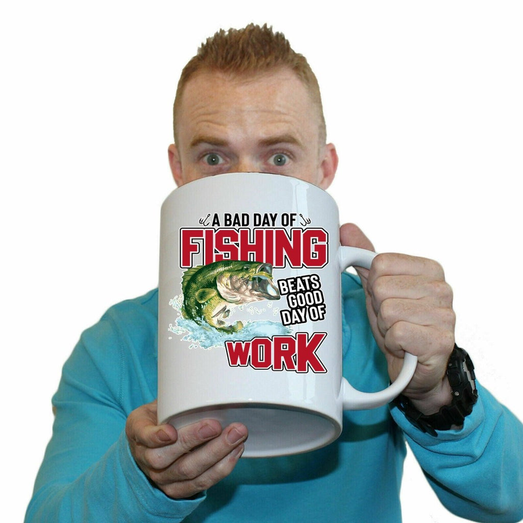 A Bad Day Fishing Beats Good Day At Work Angling Fish Mug Cup - 123t Australia | Funny T-Shirts Mugs Novelty Gifts