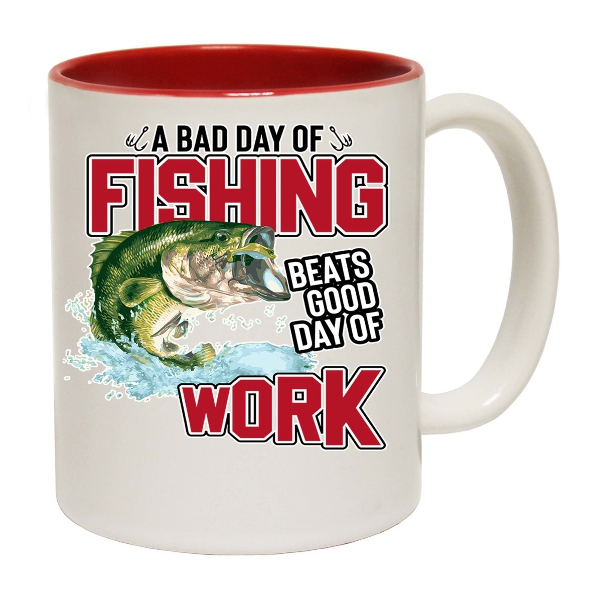 A Bad Day Fishing Beats Good Day At Work Angling Fish Mug Cup - 123t Australia | Funny T-Shirts Mugs Novelty Gifts