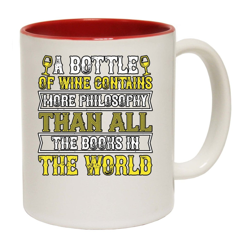 A Bottle Of Wine Contains More Philosophy Than Books Mug Cup - 123t Australia | Funny T-Shirts Mugs Novelty Gifts