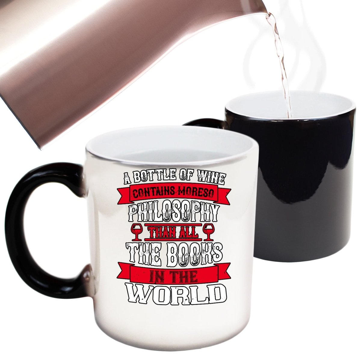 A Bottle Of Wine Contains More Philosophy Than Books Red Mug Cup - 123t Australia | Funny T-Shirts Mugs Novelty Gifts