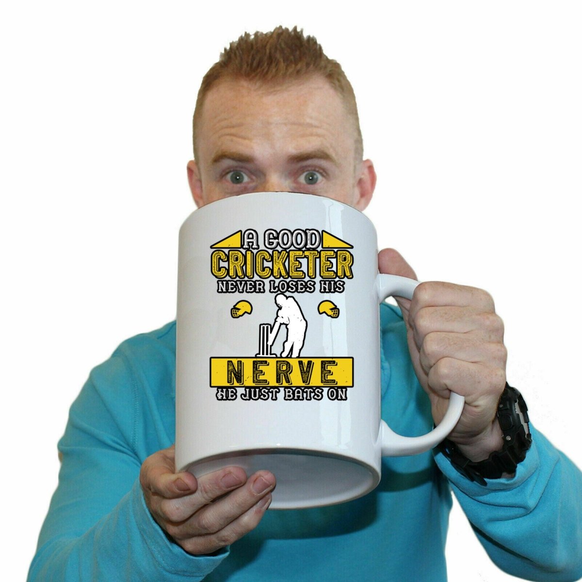 A Good Cricketer Never Loses His Nerve He Just Bats On Mug Cup - 123t Australia | Funny T-Shirts Mugs Novelty Gifts